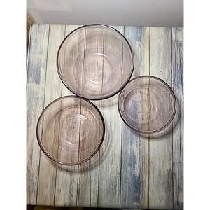 Three Purple Anchor Hocking Mixing Bowls 2.5 Q, 1.5 Q, 1 Quart.#1058, 1057, 1056